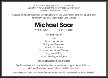 Todesanzeige von Michael Saar von saarbruecker_zeitung