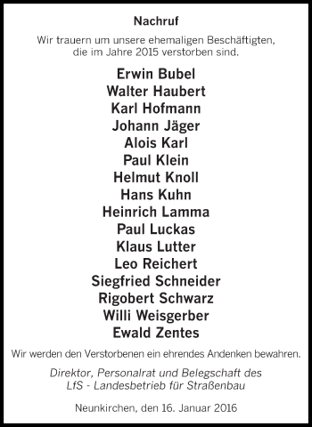 Todesanzeige von Nachruf  von saarbruecker_zeitung