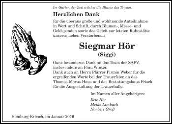 Todesanzeige von Siegmar Hör von saarbruecker_zeitung