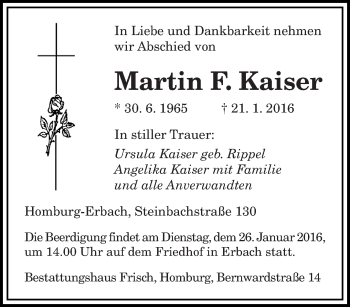 Todesanzeige von Martin Kaiser von saarbruecker_zeitung