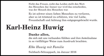 Todesanzeige von Karl-Heinz Huwig von saarbruecker_zeitung
