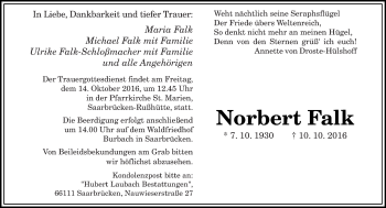 Todesanzeige von Helmut Wissemann von saarbruecker_zeitung