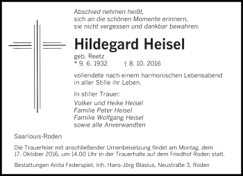 Todesanzeige von Willi Burghardt von saarbruecker_zeitung