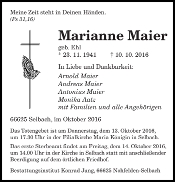 Todesanzeige von Otto Semmler von saarbruecker_zeitung
