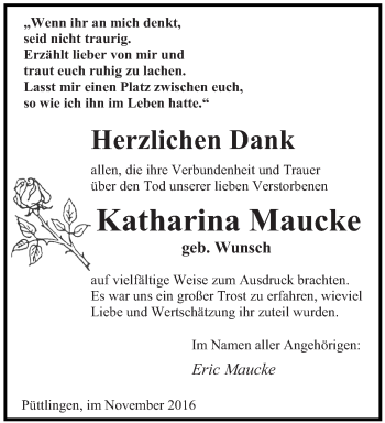 Todesanzeige von Katharina Maucke von saarbruecker_zeitung
