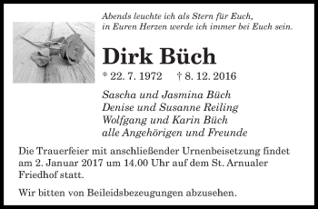 Todesanzeige von Dirk Büch von saarbruecker_zeitung