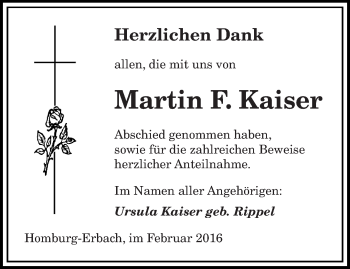 Todesanzeige von Martin F. Kaiser von saarbruecker_zeitung