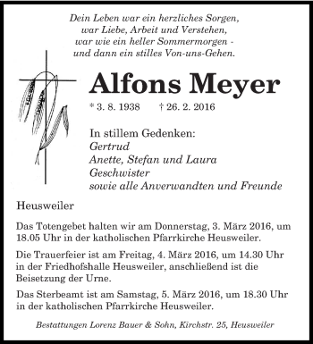 Todesanzeige von Alfons Meyer von saarbruecker_zeitung