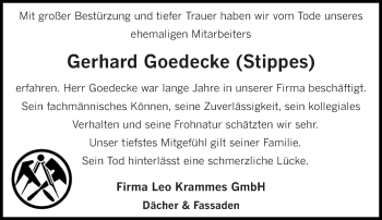 Todesanzeige von Gerhard Goedecke von saarbruecker_zeitung