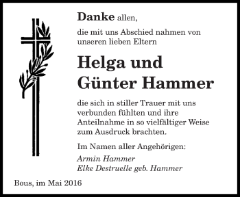 Todesanzeige von Helga und Günter Hammer von saarbruecker_zeitung