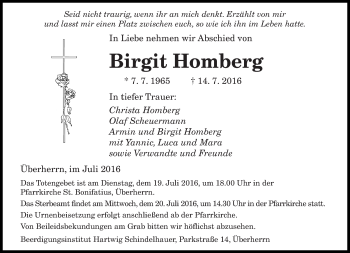 Todesanzeige von Birgit Homberg von saarbruecker_zeitung