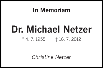Todesanzeige von Michael Netzer von saarbruecker_zeitung