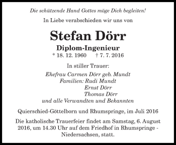 Todesanzeige von Stefan Dörr von saarbruecker_zeitung