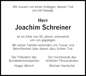 Todesanzeige von Joachim Schreiner von saarbruecker_zeitung
