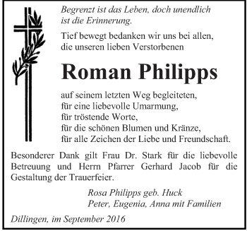 Todesanzeige von Roman Philipps von saarbruecker_zeitung