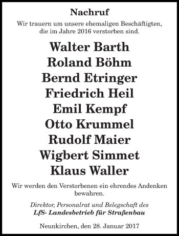 Todesanzeige von Nachruf  von saarbruecker_zeitung
