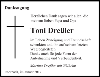 Todesanzeige von Toni Dreßler von saarbruecker_zeitung