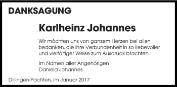 Todesanzeige von Karlheinz Johannes von saarbruecker_zeitung
