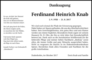 Todesanzeige von Ferdinand Heinrich Knab von saarbruecker_zeitung