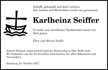Todesanzeige von Karlheinz Seiffer von saarbruecker_zeitung