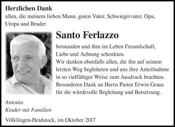 Todesanzeige von Santo Ferlazzo von saarbruecker_zeitung