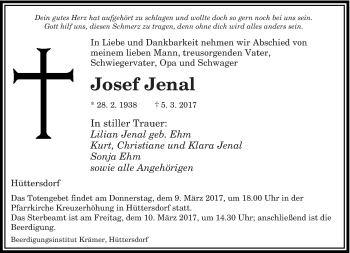 Todesanzeige von Josef Jenal von saarbruecker_zeitung