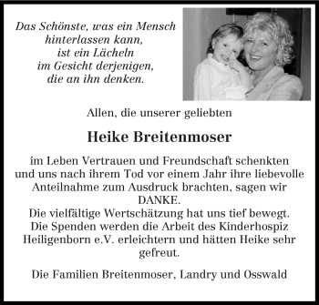 Todesanzeige von Heike Breitenmoser von saarbruecker_zeitung
