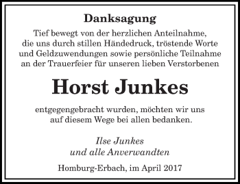 Todesanzeige von Horst Junkes von saarbruecker_zeitung