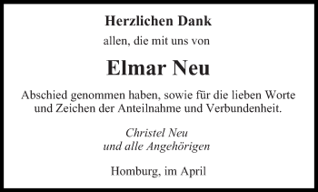 Todesanzeige von Elmar Neu von saarbruecker_zeitung