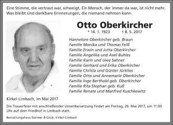 Todesanzeige von Otto Oberkircher von saarbruecker_zeitung