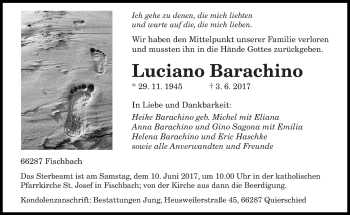 Todesanzeige von Luciano Barachino von saarbruecker_zeitung