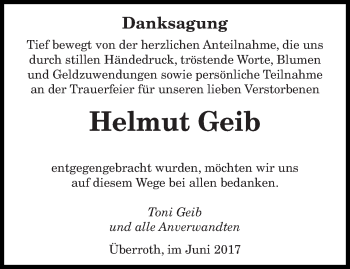 Todesanzeige von Helmut Geib von saarbruecker_zeitung