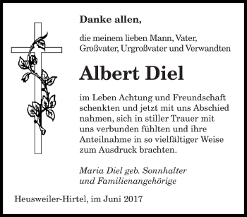 Todesanzeige von Albert Diel von saarbruecker_zeitung