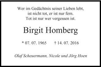 Todesanzeige von Birgit Homberg von saarbruecker_zeitung