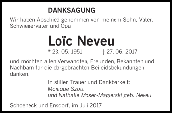 Todesanzeige von Loïc Neveu von saarbruecker_zeitung