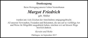 Todesanzeige von Margot Friedrich von saarbruecker_zeitung