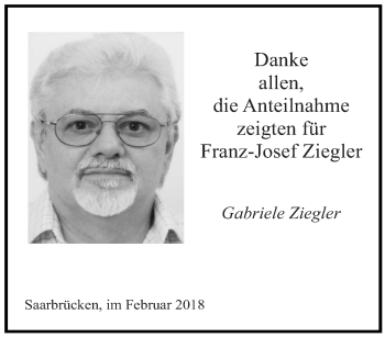 Todesanzeige von Franz-Josef Ziegler von saarbruecker_zeitung
