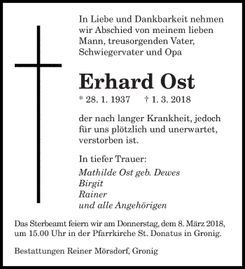 Todesanzeige von Erhard Ost von saarbruecker_zeitung