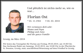 Todesanzeige von Florian Ost von saarbruecker_zeitung