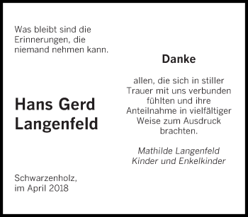 Todesanzeige von Hans Gerd Langenfeld von saarbruecker_zeitung