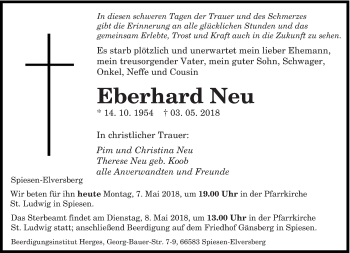 Todesanzeige von Eberhard Neu von saarbruecker_zeitung