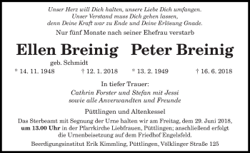 Todesanzeige von Ellen und Peter Breinig von saarbruecker_zeitung