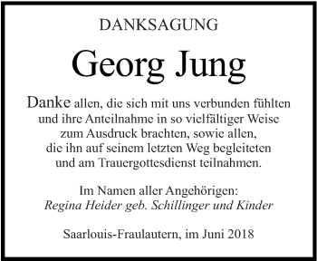 Todesanzeige von Georg Jung von saarbruecker_zeitung