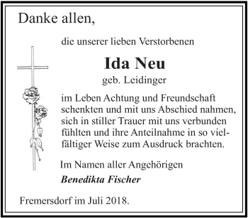 Todesanzeige von Ida Neu von saarbruecker_zeitung