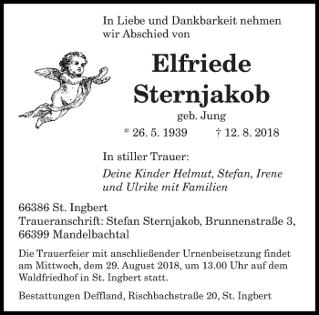 Todesanzeige von Elfriede Sternjakob von saarbruecker_zeitung