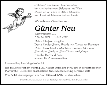 Todesanzeige von Günter Neu von saarbruecker_zeitung