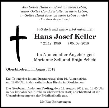 Todesanzeige von Hans Josef Keller von saarbruecker_zeitung