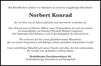 Todesanzeige von Norbert Konrad von saarbruecker_zeitung