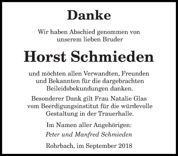 Todesanzeige von Horst Schmieden von saarbruecker_zeitung