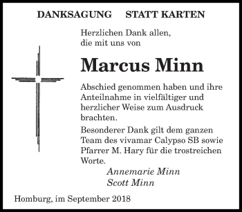 Todesanzeige von Marcus Minn von saarbruecker_zeitung